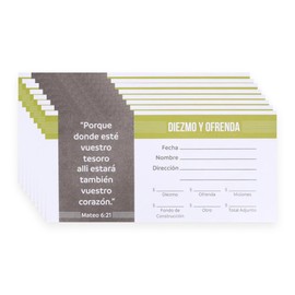 Spanish Church Envelope for Tithes and Offering 100 Count DIEZMO Y OFRENDA Tithes and Offering Envelopes for Church (Green & White)