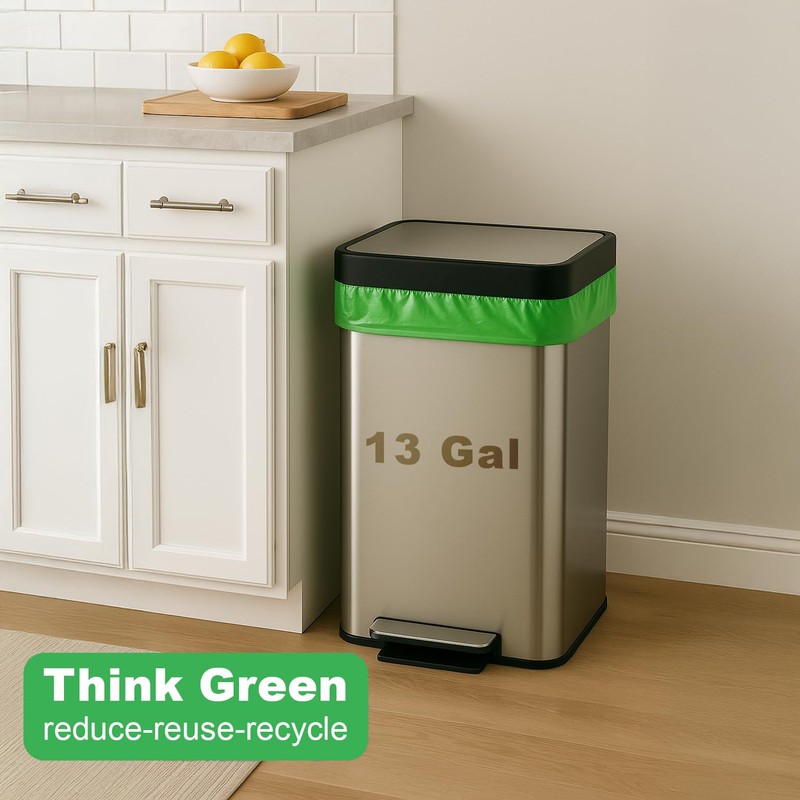 FPN Trash Bags Compostable – 50 Pack (13 gallon), Handle-Tie,