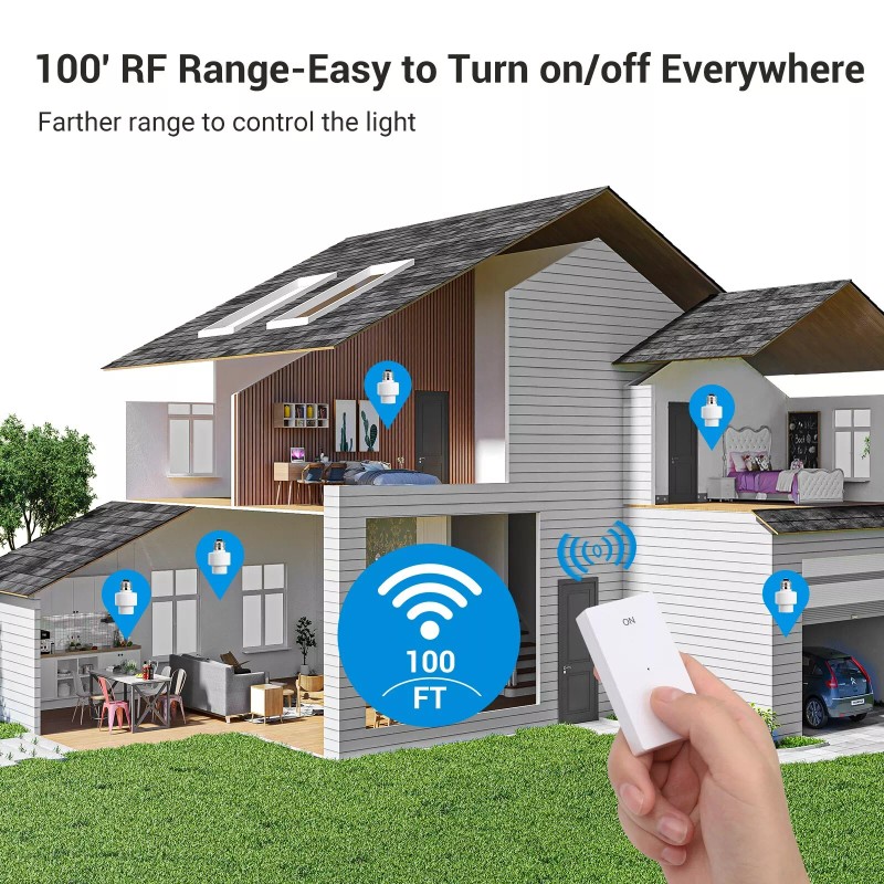 DEWENWILS Remote Control Light Socket Wireless Light Switch No Wiring