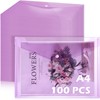 MotiMind 100 Pcs Clear Envelopes with Snap Button Closure Bulk
