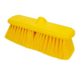 SPARTA Flo-Thru Heavy-Duty Deck Scrub Brush Nylon Bristled, Boat and Floor Scrub Broom with Protective Bumper for Floors and Large Equipment, Plastic, 9.5 Inches, Yellow