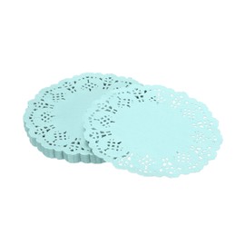 YELARXI Paper Doilies, Paper Lace Doilies Disposable Round Modern Decorative Placemats Bulk, 3.5 Inch Fit for Cakes Desserts Crafts Baked Grilled Fried Food Tableware (100 Pack, Blue)