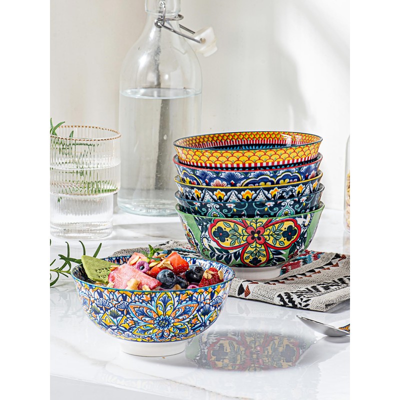 HENXFEN LEAD Small Dessert Bowls – 10 oz Boho Ceramic