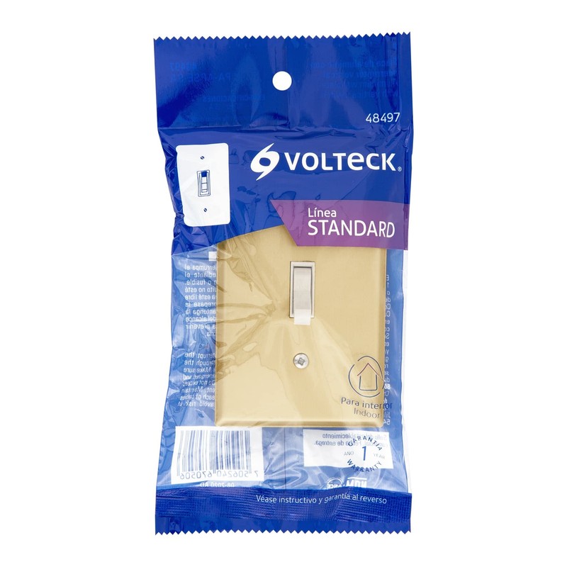 Volteck PA-APSE-SA, Placa armada interruptor sencillo, línea Standard, aluminio