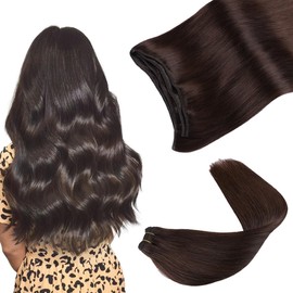 VINBAO Sew in Human Hair Extensions Darkest Brown Weft Hair Extensions Human Hair Darkest Brown Weft Hair Extensions for Women 20inch 100g #2 (weft#2-20inch)