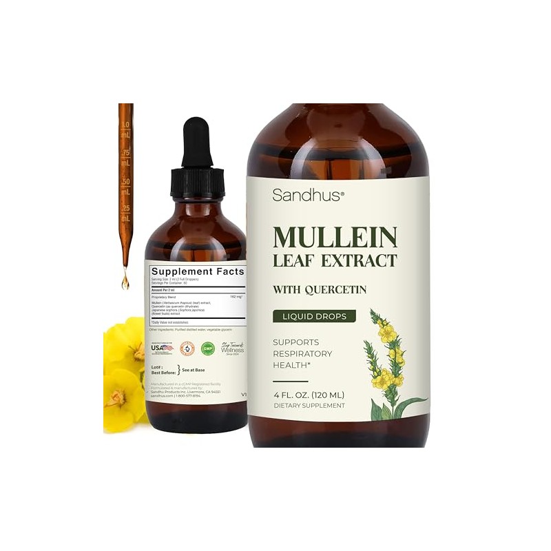 Sandhu's Mullein Drops for Lungs | Mullein Leaf Extract Supplement