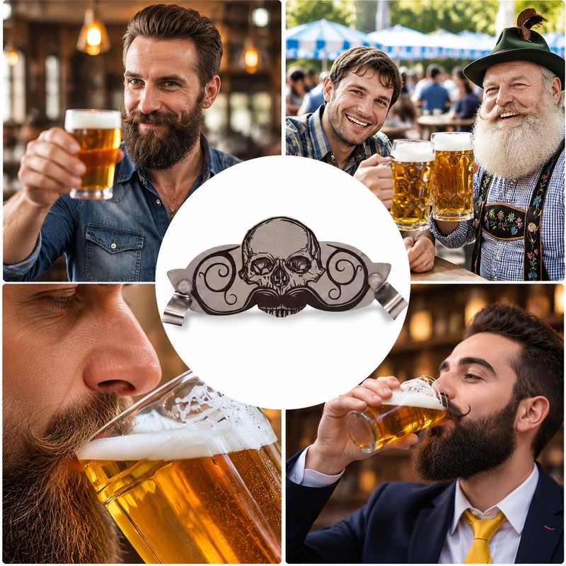 Mustache Guard for Coffee & Everyday Drinks – Skull Design