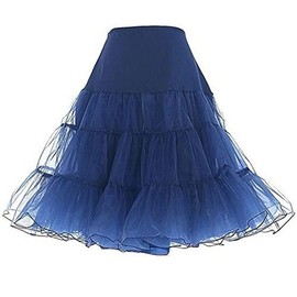 BellaSous Malco Modes Women's Tea Length Petticoat for Poodle Skirt | LXL Navy Blue Slip Skirt for Vintage 50s Dress
