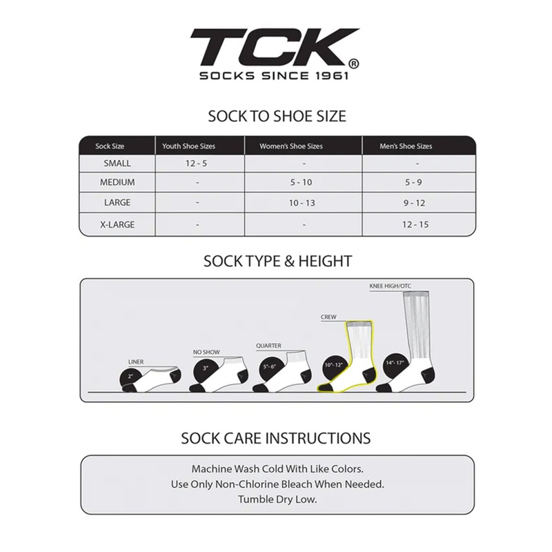 TCK 6 Pair Work & Athletic Crew Socks (Black, Medium)
