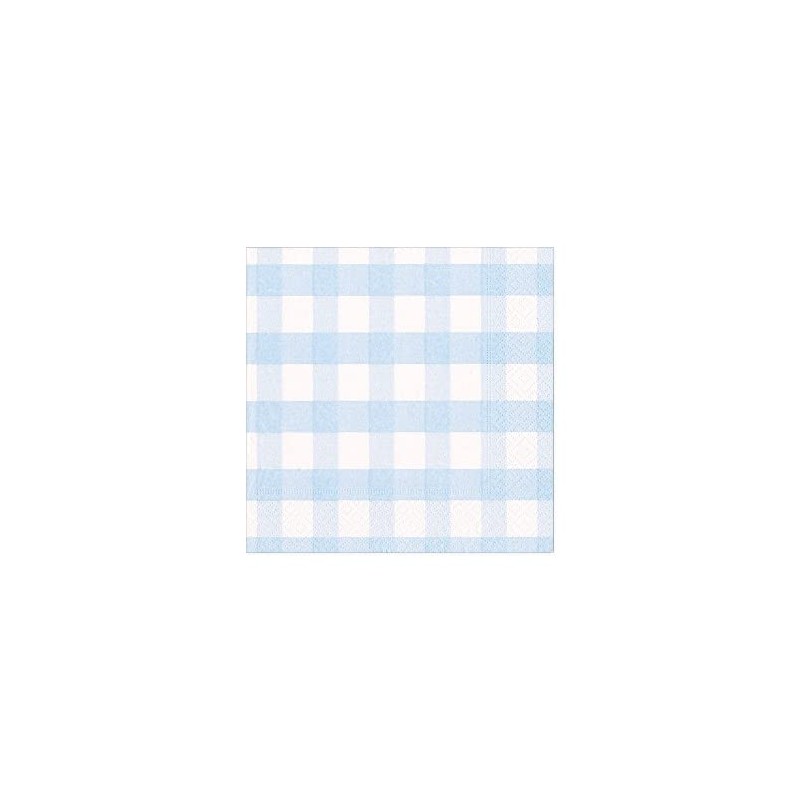 Caspari Gingham Paper Cocktail Napkins in Light Blue, 20 Per