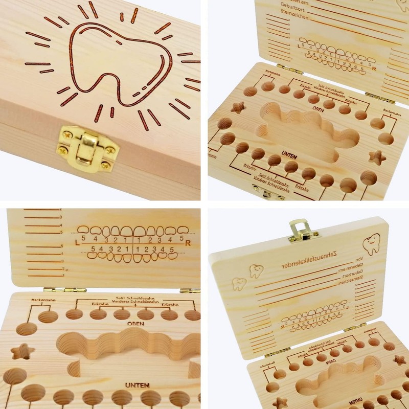 Shengruili Wooden tooth box, milk teeth box, made of wood