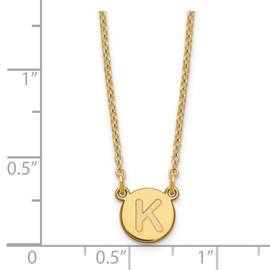 JewelryWeb 925 Sterling Silver Gold Plated Tiny Circle Block Letter K Initial Necklace Pendant-Necklace for Women