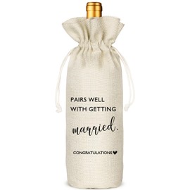 Wedding Wine Bag, Engagement Gift, Pairs well with getting married, Engagement Gift for Couples, Gift for her, Engagement Wine Bag -Bride Gift