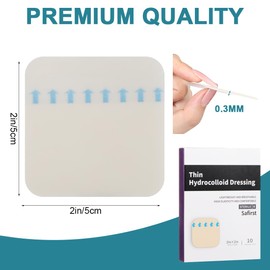 Hydrokolloid Wundauflagen 5 x 5 cm Wasserdichte Dünn Hydrokolloid Pflaster mit Klebefläche für Schnitte, Schürfwunden, Leichte Exsudatwunden, Blasen, Akne, Oberflächliche Wundversorgung 10 Stück