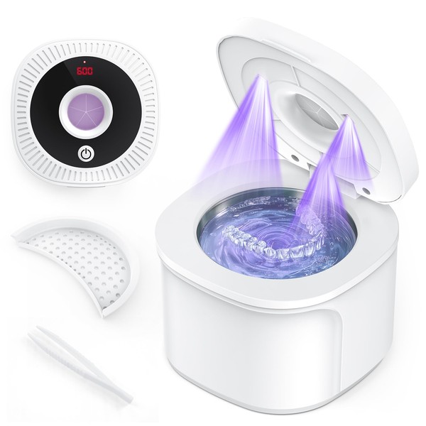 Ultrasonic Retainer Cleaner, 45kHz Dental Appliances Cleaning Machine with U/V