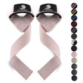 Fitgriff® Lifting Wrist Straps for Weightlifting, Gym, Deadlift, Workout (Made of Premium Cotton & Padded) - Men & Women (Standard, Blush Pink (Silicone-Grip))