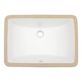 Dcolora Undermount Bathroom Sink Rectangle 18"x14" White Porcelain Ceramic Rectangular Vessel Sink Under Counter Lavatory Vanity Bath Sink Bowl Basin With Overflow