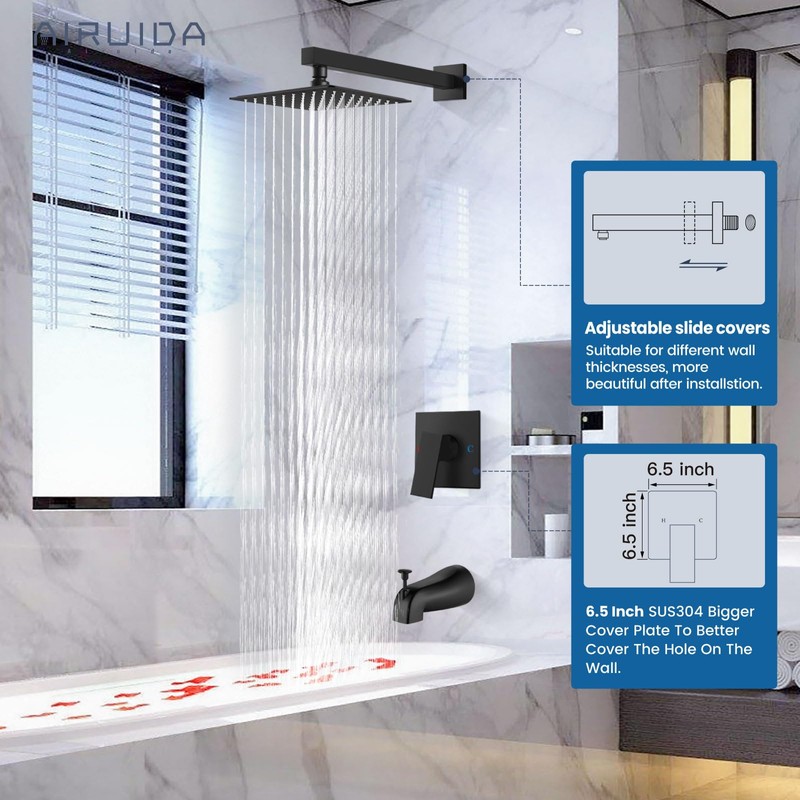 Airuida Bathtub Shower Faucet Set with Tub Spout Faucet Kit