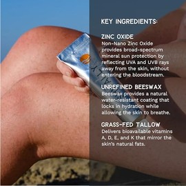 Shwally Sunbalm Mineral De Zinc Y Aguacate 30Spf, The Only Real Primal Sun Lotion - 100% Sebo Alimentado Con Pasto, Aceite De Aguacate Y Óxido De Zinc