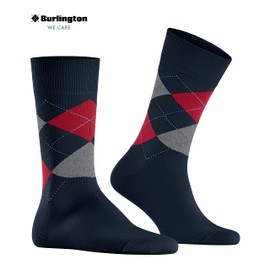 Burlington Men's King Socks Breathable Sustainable Organic Cotton Reinforced Men's Socks Flat Seam for Pressure Free Toe Fashionable Argyle for Business Everyday 1 Pair, Blue Navy 6120