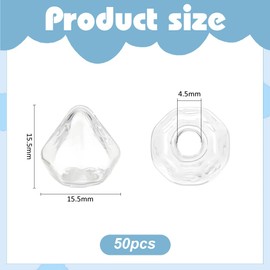 WADORN 50Pcs Mini Glass Globes, 15x16mm Diamond Glass Crystal Craft Ball Clear Spheres Bottle Without Lid Wish Ball Charms for UV Resin Gemstone Dice Pendant Charms Bead Containers Earring Making
