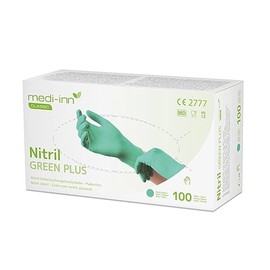 Medi-Inn Nitrile Green Plus Disposable Gloves, Powder-Free, Size M, Pack of 100