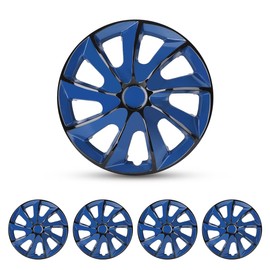 CPW 17’’ Wheel Rim Cover Hubcaps Universal Snap On Car Truck SUV Car Accessories ABS & PC Material Replacement Hub Caps Set of 4 (17 Inch-Black Lacquer & Blue Lacquer)