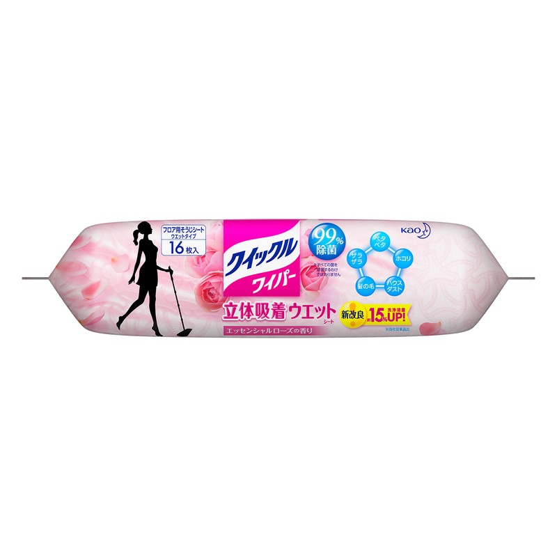 Quickle Wiper Floor Cleaning Tool, 3D Suction Wet Sheet, Rose