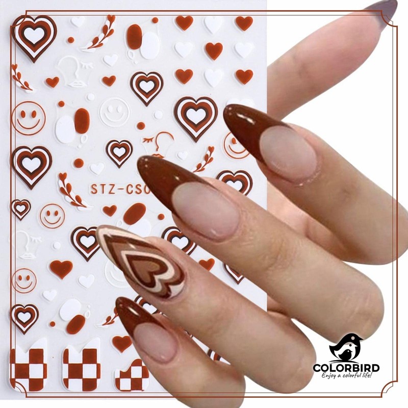 COLORBIRD Nail Sticker Art Cute Art Heart Accent Illustration (STZ-CS58,60,61,62,78)