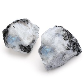 GUJOXILA Moonstone Large Crystals Rough Stone Set of 2 Moonstone Real Natural Stone Crystal Premium Water Stones Esoteric Gifts 4.5-5.5cm