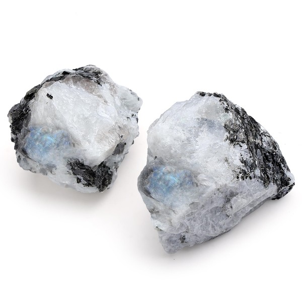 GUJOXILA Moonstone Large Crystals Rough Stone Set of 2 Moonstone
