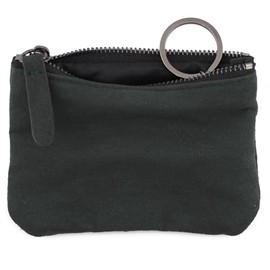 Velour Key Case with Key Ring & Metal Chain - Practical Case for Keys, Cards & Coins - Zip, Durable Fabric, dark green, Minimalist