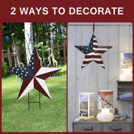 Morning View American Flag Garden Stake Set of 2 Patriotic Decor Metal Star US Flag Yard Sign Bar Star Outdoor Lawn Art Ornament 4th of July Memorial Day Veterans Day Independence Day 12 Inches Tall