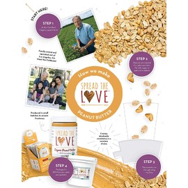 Spread The Love NAKED Organic Peanut Butter, 16 Ounce (Organic, All Natural, Vegan, Gluten-free, Creamy, Dry-Roasted, No added salt, No added sugar, No palm oil)