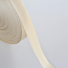 50 Meter x 25mm Polypropylene Webbing Strap - 1,4mm thick - Multi-purpose PP webbing Tape for DIY Craft Backpack Strapping Apron Bunting Bags Belts Slings etc, TKB5070 creme color