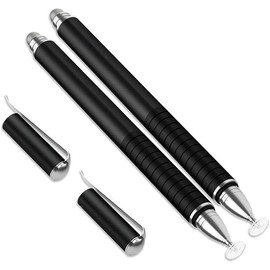 Set of 2 Stylus Pens Capacitive High Precision 2 in 1 Black