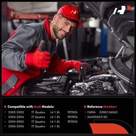 A-Premium Fuel Injectors Compatible with TT Quattro 2003 2004 2005 2006 1.8L, Gas, Set of 4, Replace# 06A906031BC