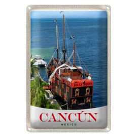 Tin Sign | Cancún | Jolly Roger | Mexico | Nostalgia | 12 cm x 18 cm