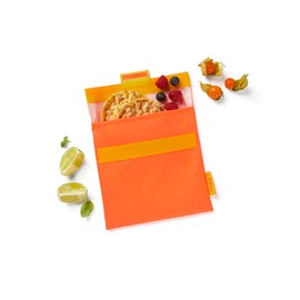 Roll'eat ®- Snack'n'Go Fluor | Wiederverwendbarer und Ökologischer Snackhalter ohne BPA (Orange)
