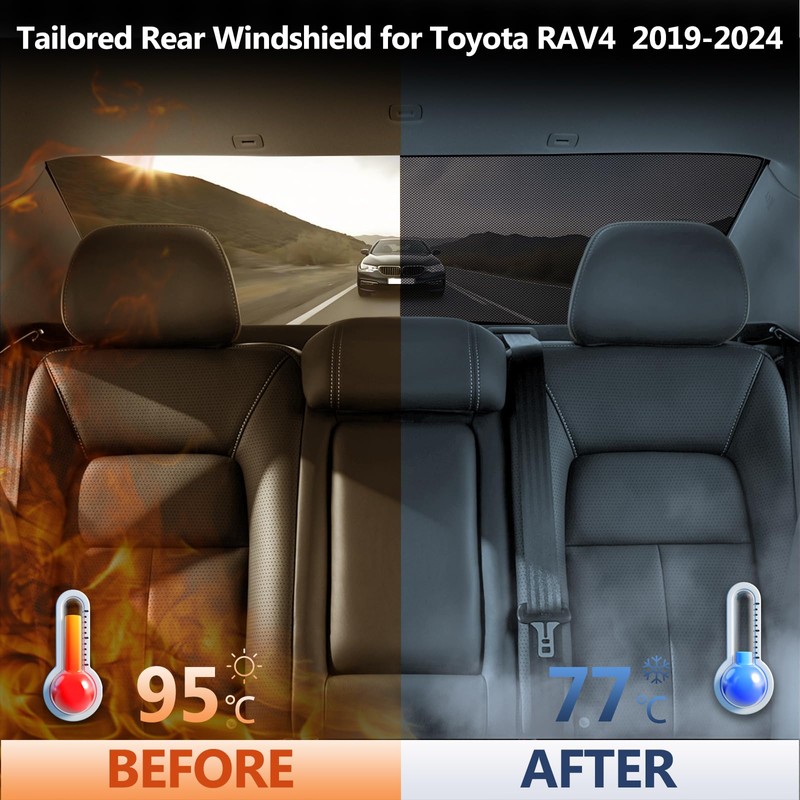 ZATOOTO Rear Windshield Sunshade for 2019-2024 Toyota RAV4 Back Window