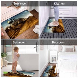 Train Bath Rugs Microfiber Bathroom Mat Soft Plush Shaggy Shower Mat for Bathroom Fluffy Comfortable Water Absorbent Carpet Non-Slip Machine Washable 20"X30"