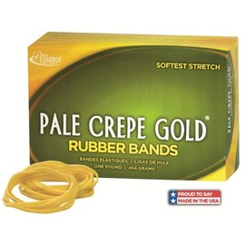 Alliance Rubber 20649 Pale Crepe Gold Rubber Bands Size #64, 1/4 lb Box Contains Approx. 122 Bands (3 1/2" x 1/4", Golden Crepe)