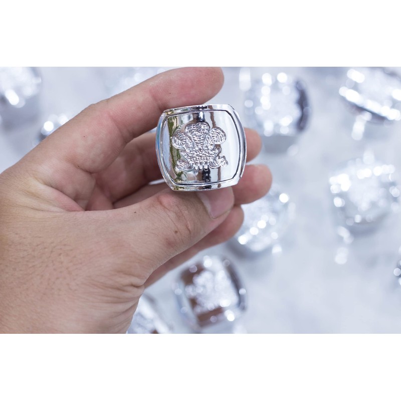 Silver Mountain Water Perfume Bottle Cap. Silver Round Plastic Cap.