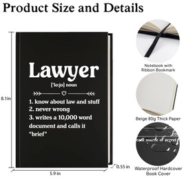 XQLZY Funny Lawyer Definition Black Hardcover Notebook Journal, 160 Blank Pages - New Job Retirement Thank You Gift for Lawyers Difference Makers Leaders Bosses Colleagues Law Students