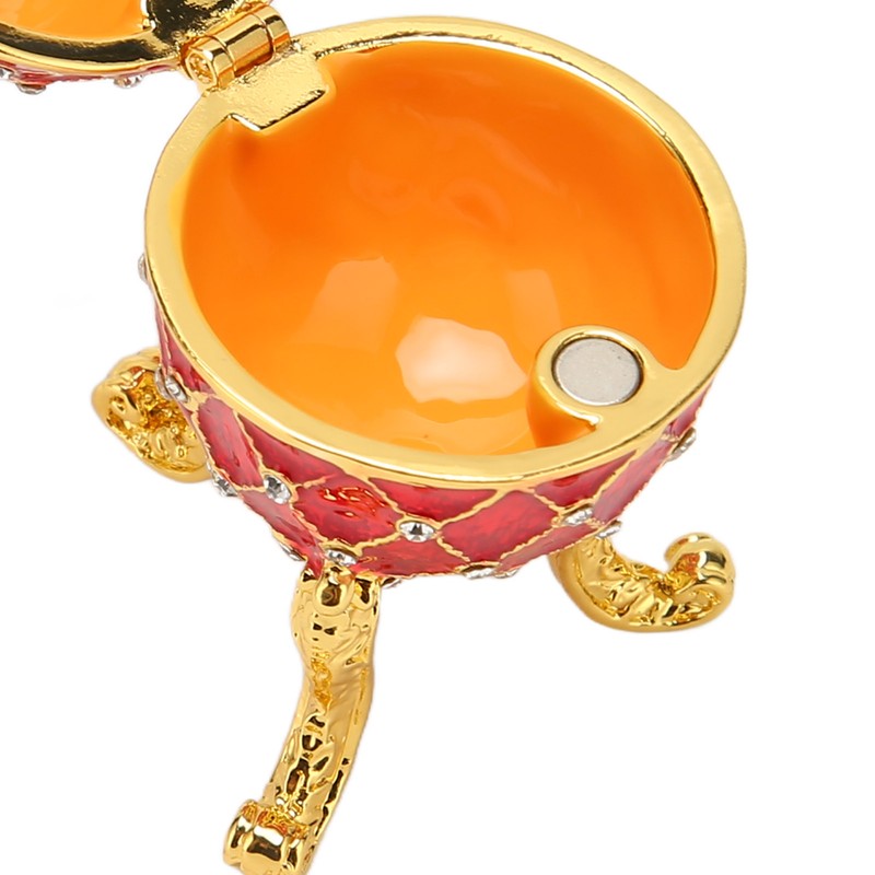 Egg Shaped Trinket Box Zinc Alloy Hinged Jewelry Ring Holder