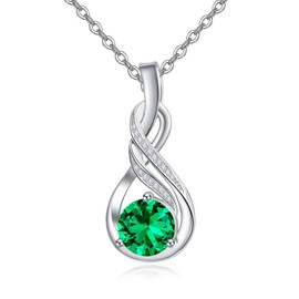 KINGWHYTE Infinity Necklace 925 Sterling Silver Infinity Teardrop Necklace Birthstone Pendant Necklace Jewellry Birthday Gifts for Women