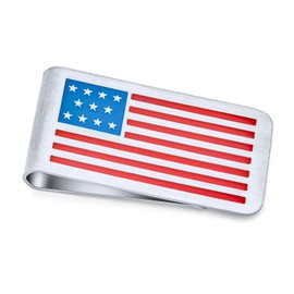 Bling Jewelry Mens Stainless Steel Patriotic American Flag Money Clip