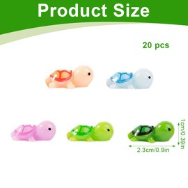 AOEVUIR 20 Pieces Small Resin Turtles Mini Turtle Figures Luminous Turtles Mini Resin Animals for Birthday Party Home Garden Decoration 5 Colours