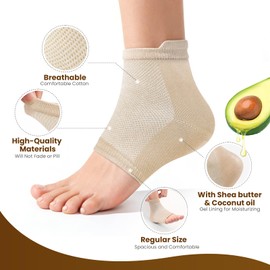 Kimihome Moisturizing Heel Socks, Infused with Shea & Coconut Oil, Cozy Gel-Lined Sleep Socks for Dry, Cracked Feet, Overnight Repair & Comfort - 2 Pairs, Maroon Nourish