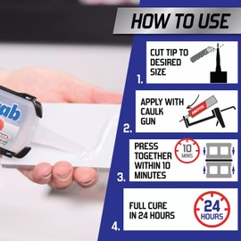 Loctite Power Grab Ultimate Crystal Clear Construction Adhesive - Versatile Construction Glue for Glass, Wood, Metal & More - 9 fl oz Cartridge, 6 Pack